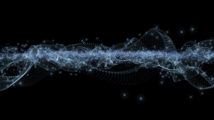 Futuristic animation with particle wave object in slow motion, 4096x2304 loop 4K