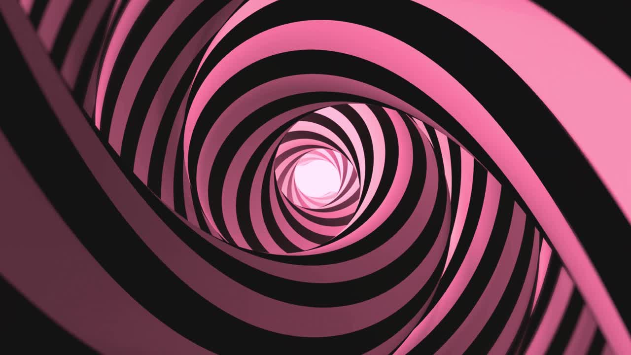 Rotating Pink and Black Striped Abstract Tunnel Loop
