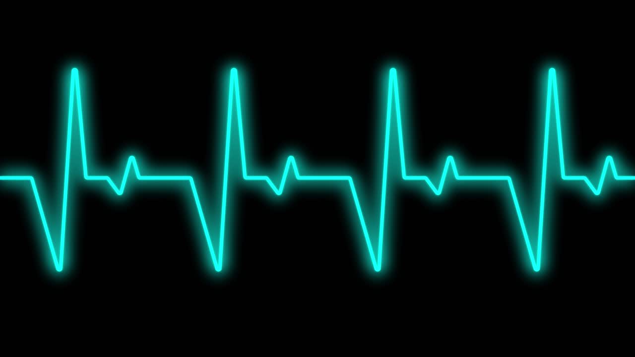 Animeret EKG pulsmålerdisplay på sort baggrund