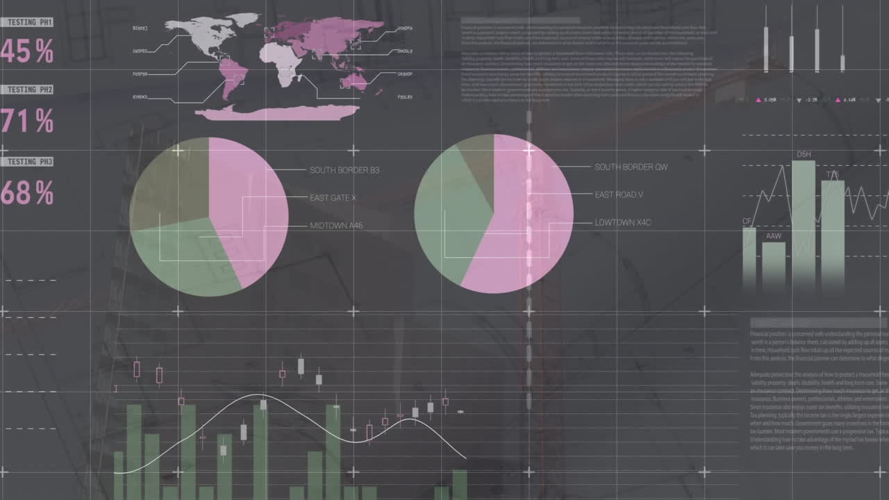 animación del procesamiento de datos financieros en la oficina