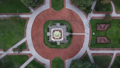 aerial top down of clock tower and square in front of retiro station in buenos aires - straight down view,4k