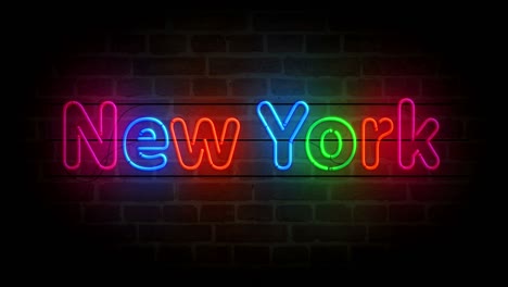 new york symbol neon on brick wall loop