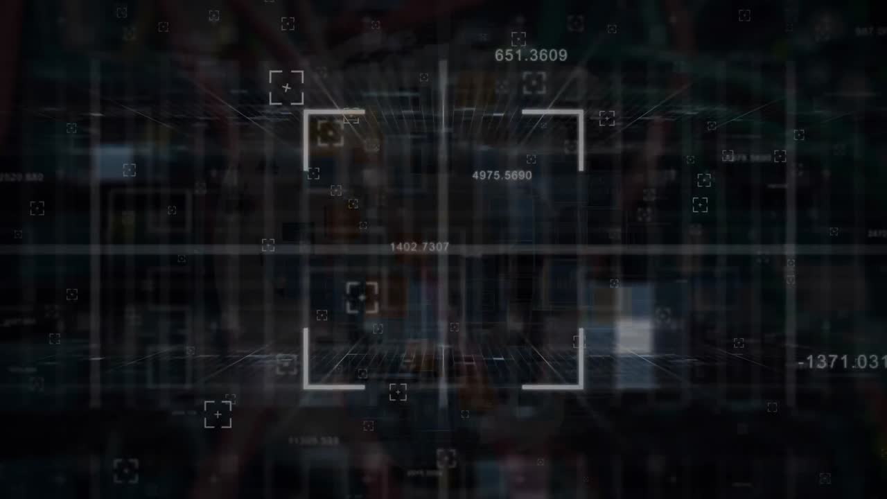 animación del alcance con números y procesamiento de datos.