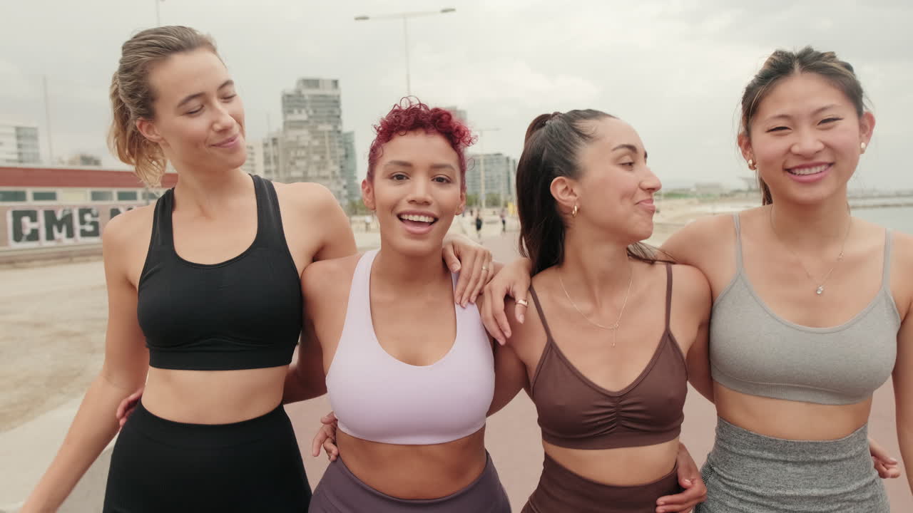Four Fit Friends Enjoying a Morning Workout