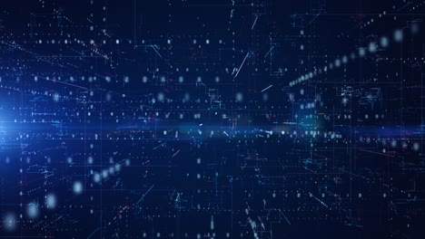 ciberespacio digital con partículas y conexiones de red de datos digitales. conexión de alta velocidad y tecnología de análisis de datos concepto de fondo abstracto digital. resolución 4k