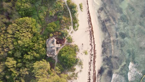 Fixed-bird-eye-aerial-over-coast-region-in-Mexico