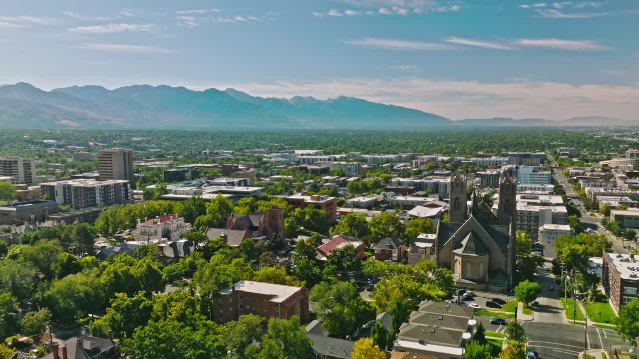City Streets with Wasatch Mountain View of South Salt Lake City, Utah