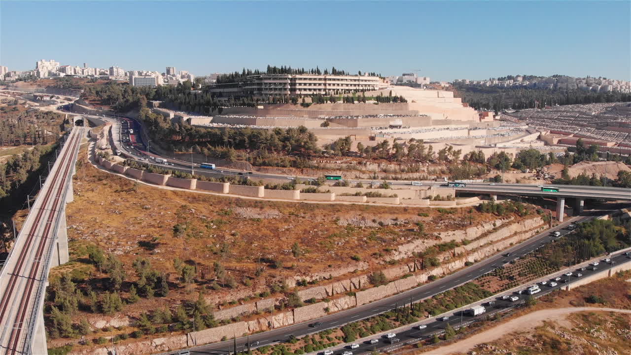 Jerusalem cemetery mountain givat shaul aerial
