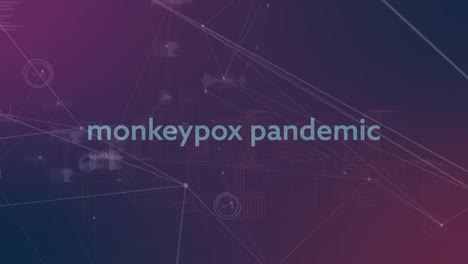 Animation-of-monkey-pox-pandemic-over-connections-on-violet-background