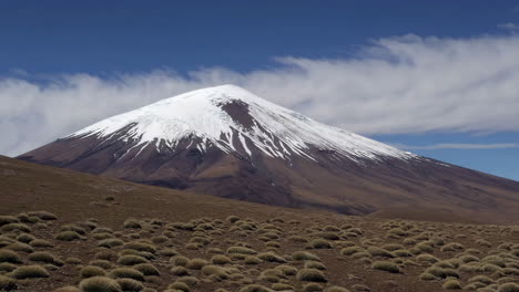 majestic snow-capped volcano in arid landscape