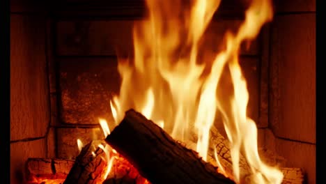 cozy fireplace with burning wood