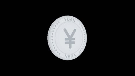 spinning silver yuan coin isolated on black and green background. 4k