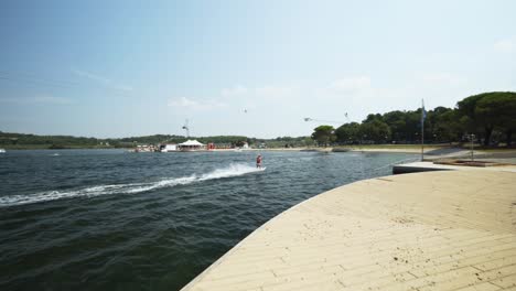 female water skiing on the sea