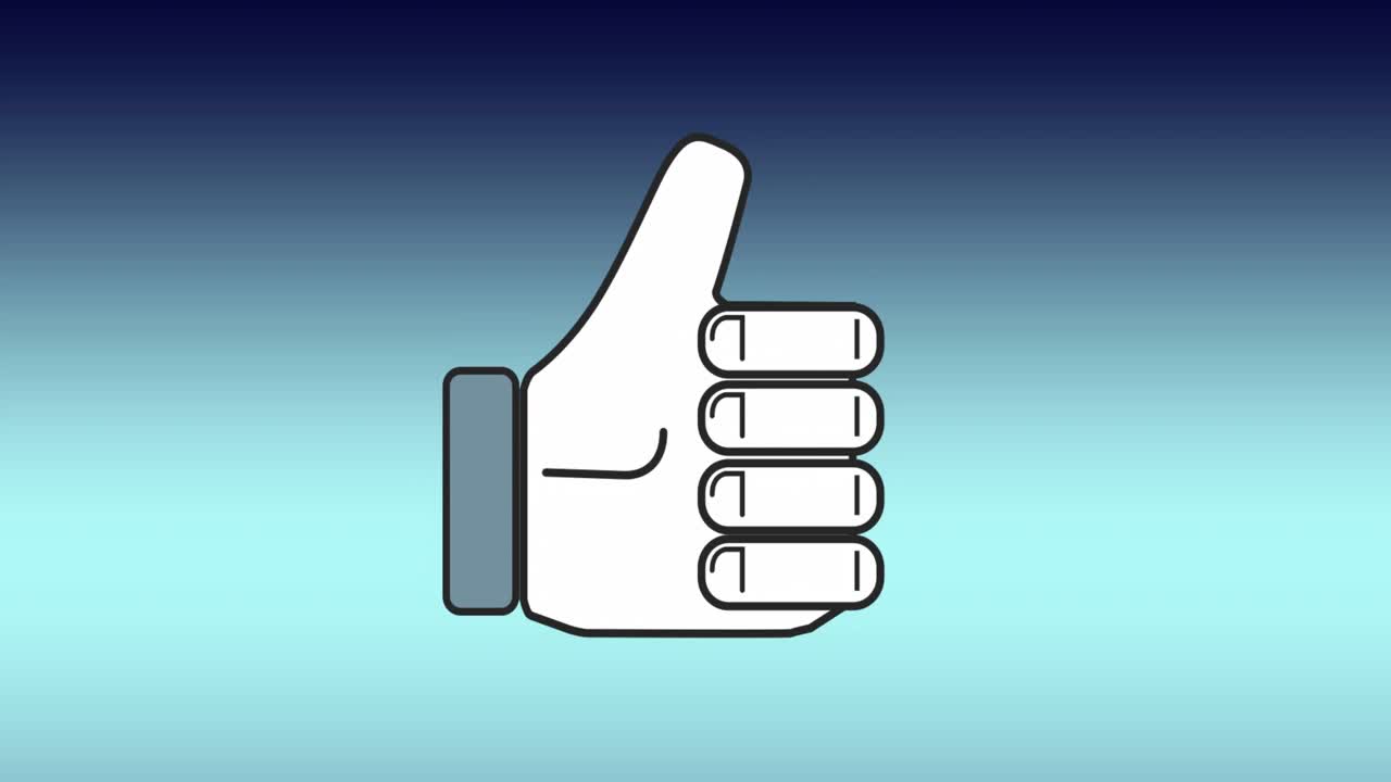 animación de un icono similar contra el espacio de copia en un fondo de gradiente azul