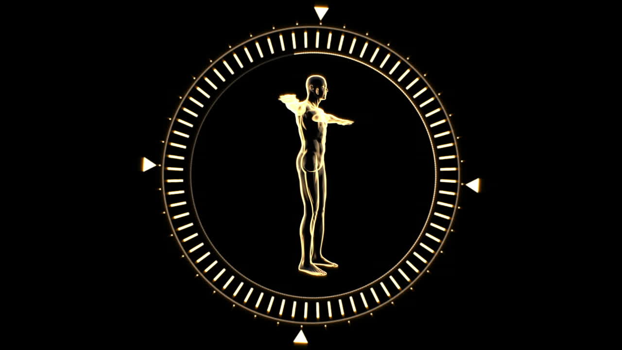 figura de un hombre girando en el círculo del dial