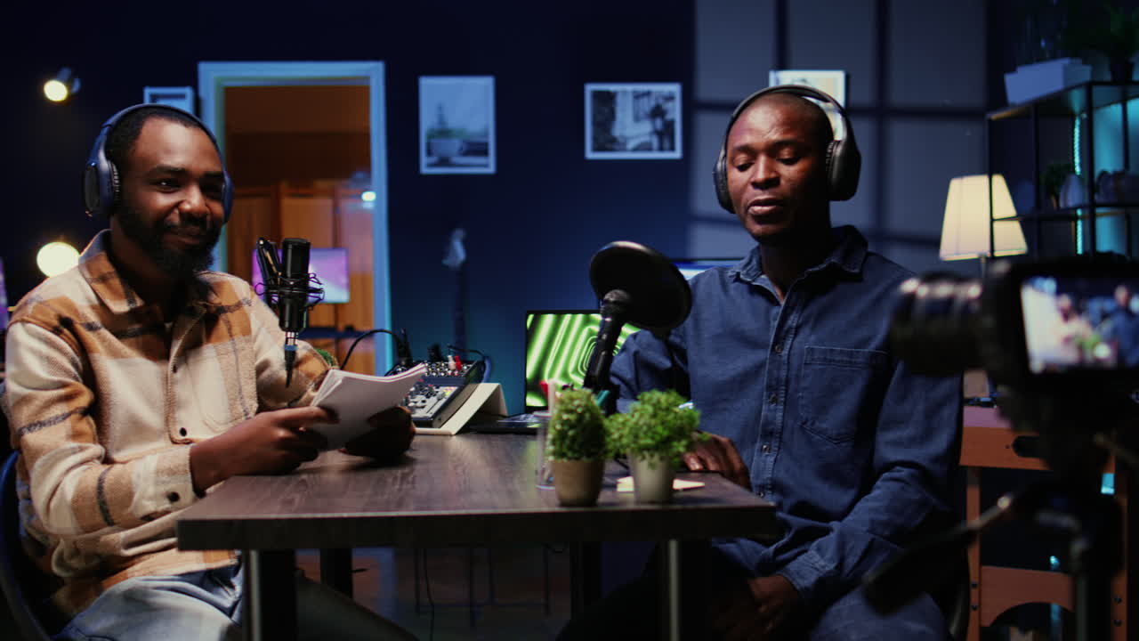 Presenter uses high tech filming gear to produce comedy podcast