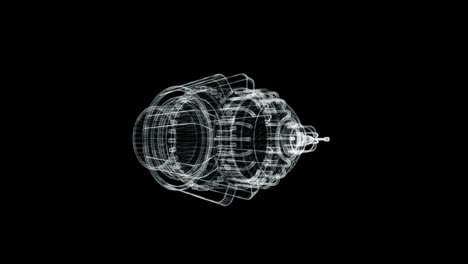 hologram screen of a industrial engine rotating - loop