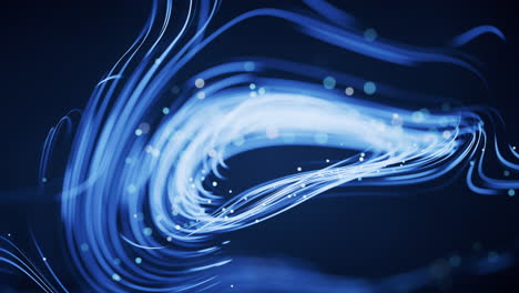 Flowing curves with glowing neon lines, 3d rendering.
