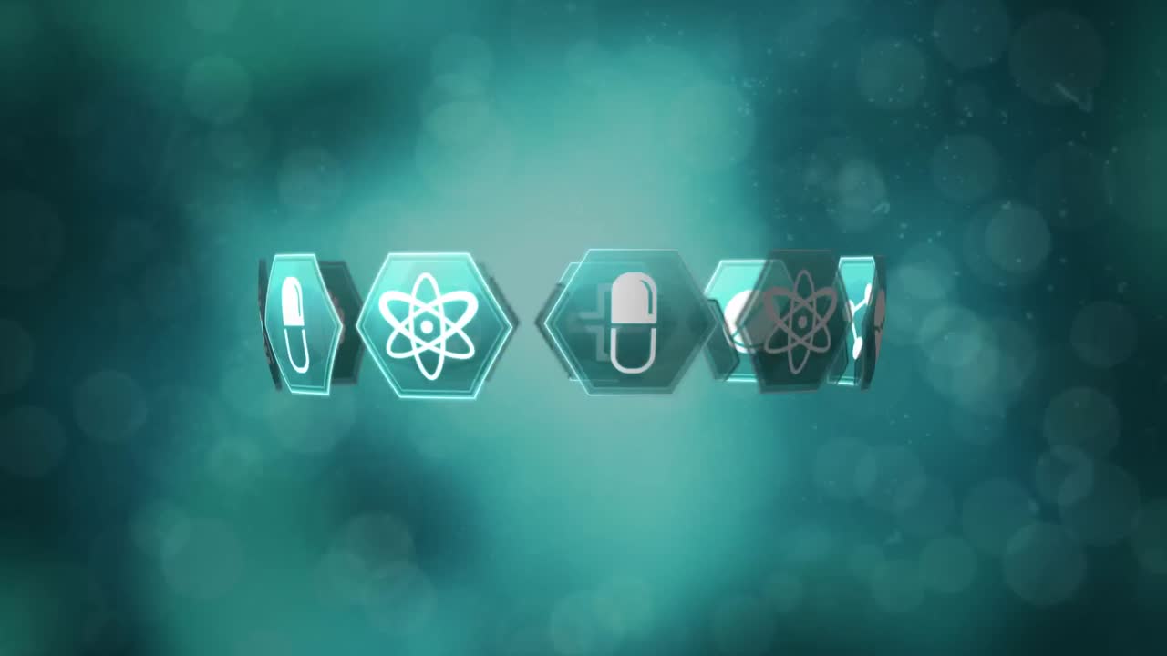 ícones médicos e luzes bokeh