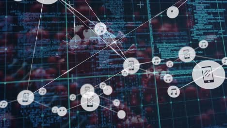 Animation-of-network-of-connections-over-virus-cells-and-data-processing