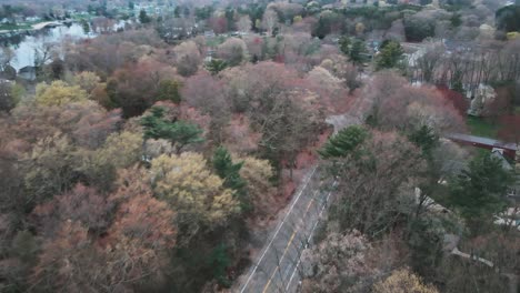 Herbstfarben-Im-Frühen-Frühling,-Die-Inmitten-Der-Skyline-Ihren-Höhepunkt-Erreichen