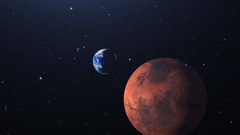 planeta tierra y planeta marte en el espacio