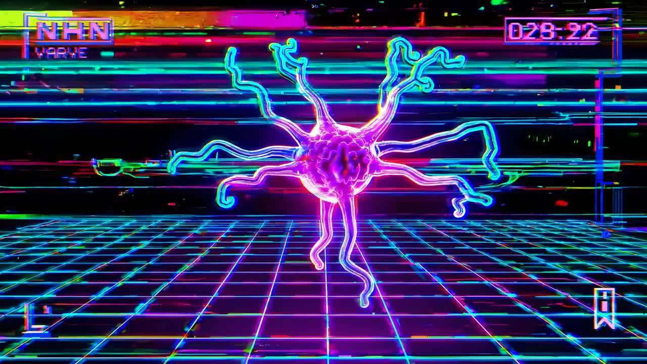 ilustración de la neurona retro de neón