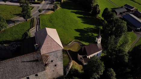 Top-View-Of-The-Old-Museum-Of-Kaprun-Fortress-At-Pinzgau-Valley-In-Salzburg,-Austria