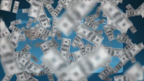 animation of american dollar bills over credit card