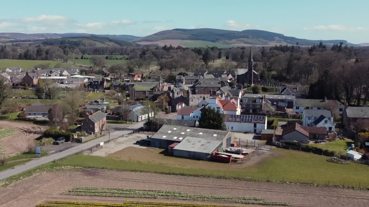 화창한 봄날, 스코틀랜드 애버딘셔, 스코틀랜드 페터케언의 공중 전망