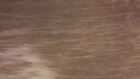 una toma baja de arriba hacia abajo sobre la playa en kaiser park, mientras la cámara se desplaza