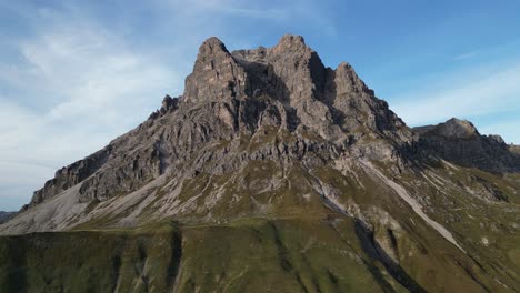 Left-to-right-pan-shot-of-the-high-mountain-summit-formed-by-volcanic-activity