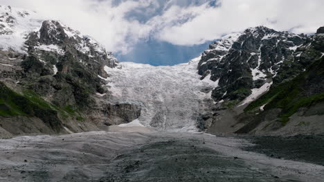 adishi glacier in caucasus mountains, svaneti in the republic of georgia - drone shot