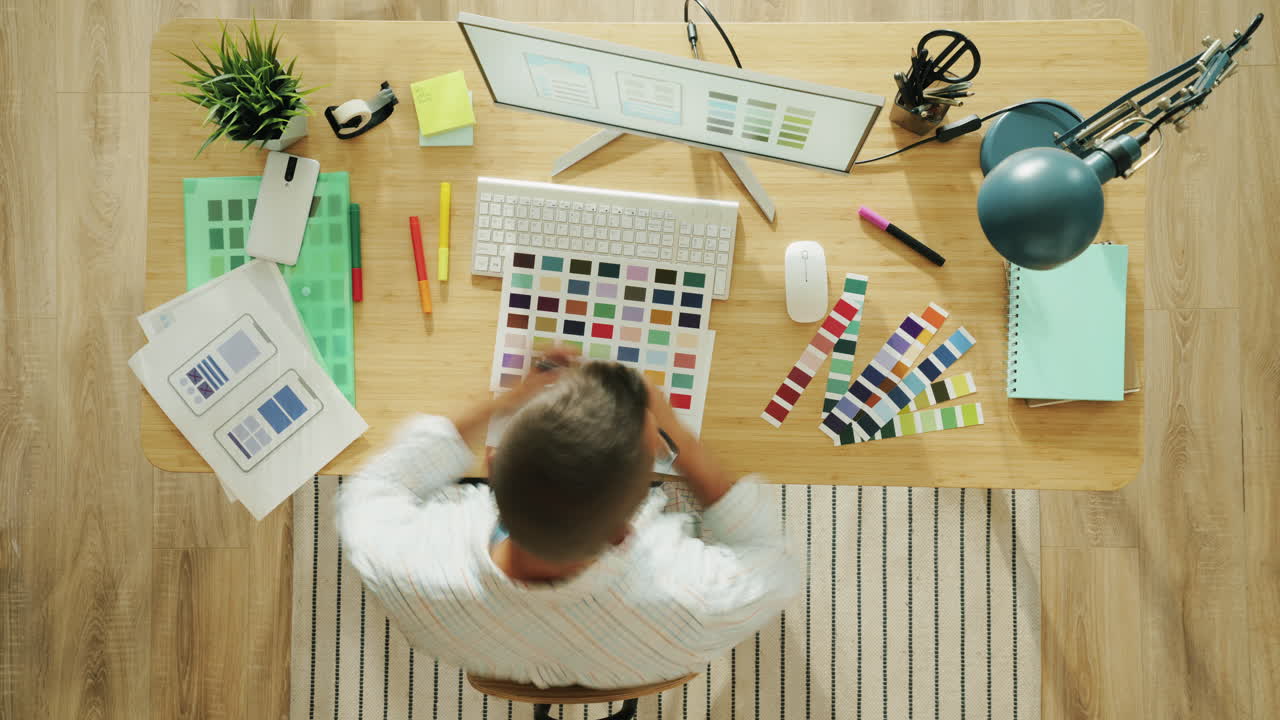 Designer working on mobile app designs