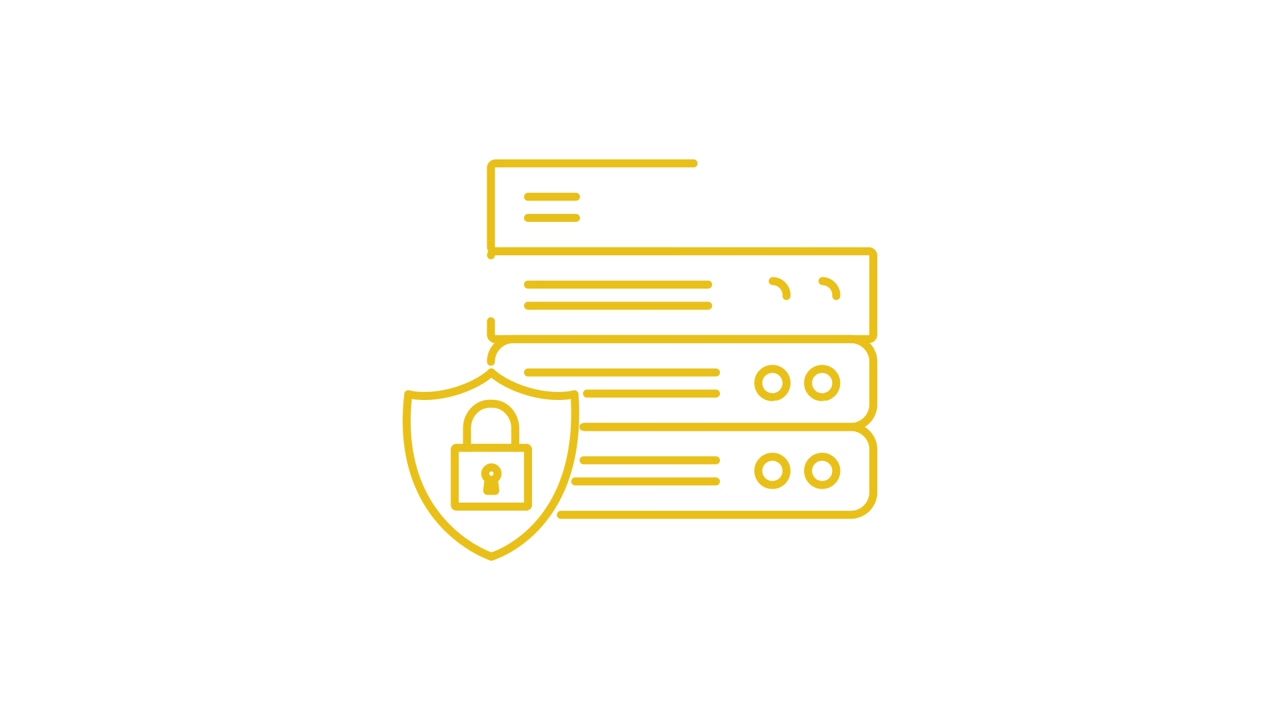 Animated Icon of Cybersecurity Shield and Server Racks