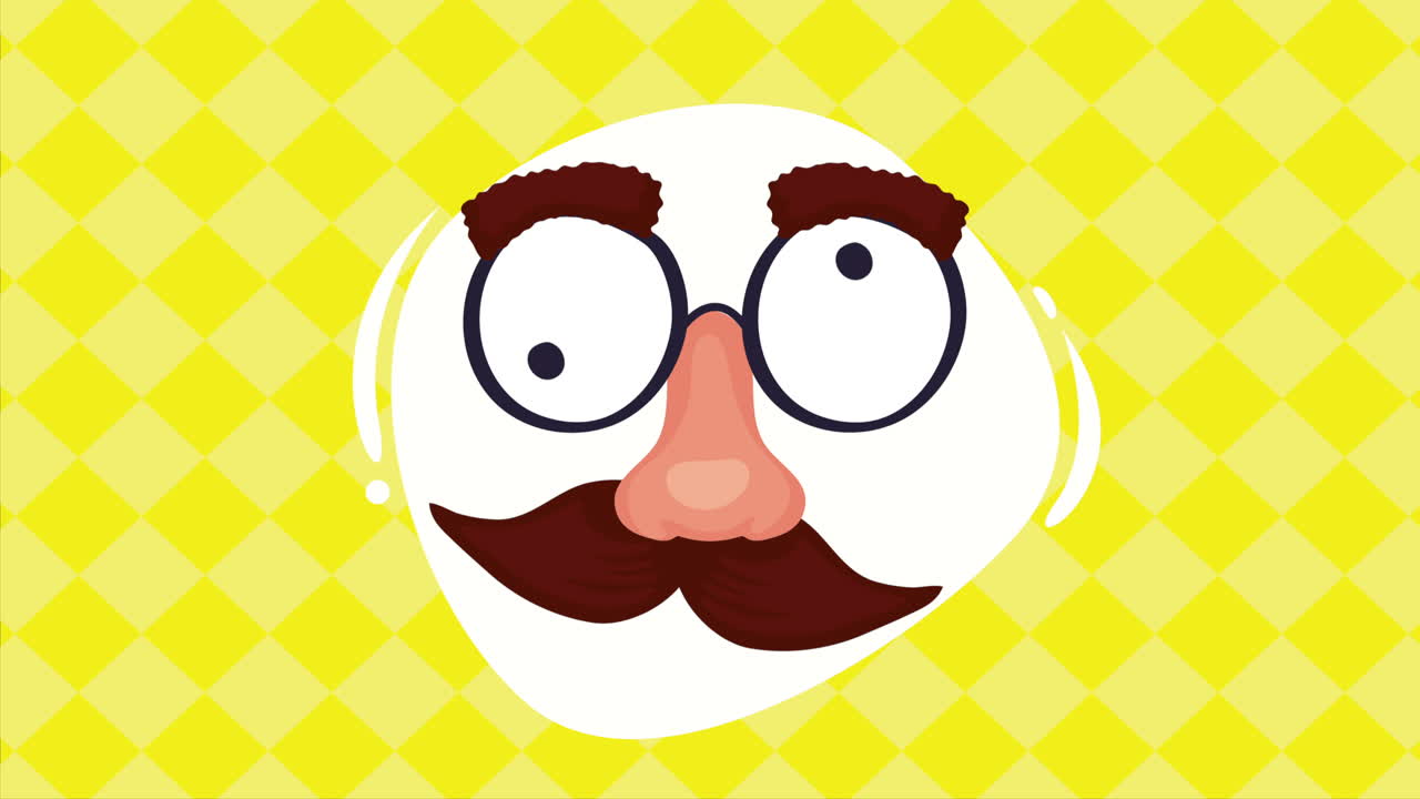 cara graciosa con gafas, bigote y nariz grande