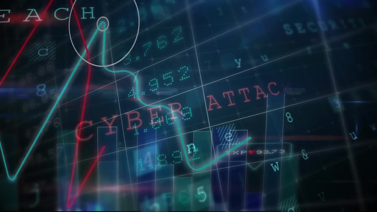 Digital Cyber Security Interface Showing Malware Detection and Cyber Attack Warning
