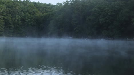 mist on lake petonia near greene, new york