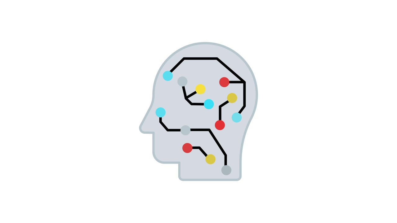 Animated Human Head with Neural Network Connections