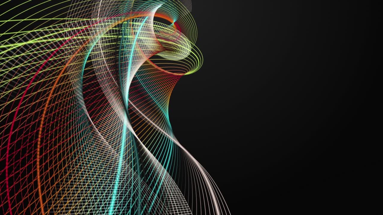 Fantastic animation with stripe wave object in slow motion and space for text, 4096x2304 loop 4K