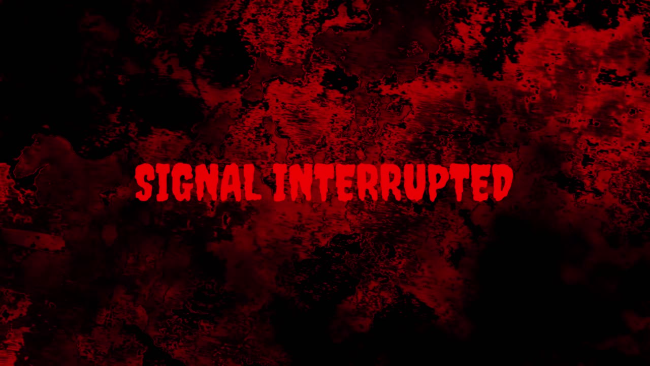 Distorted Red Signal Interrupted Text on Grungy Background