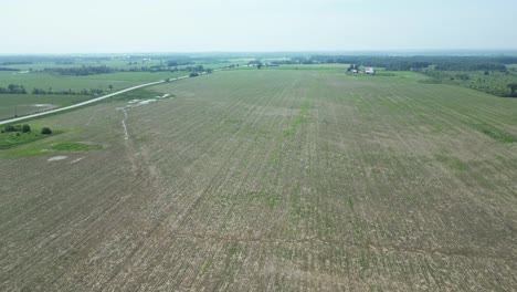 Drone-Shot-Of-Agricultural-Fields-At-Sunset