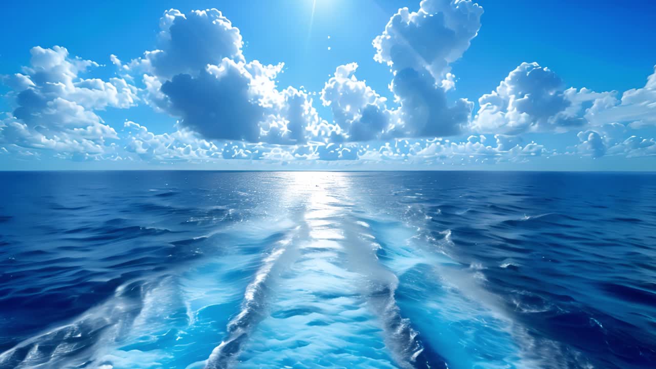 Oceanic Journey: A Bright Blue Sky Over Vast Waters