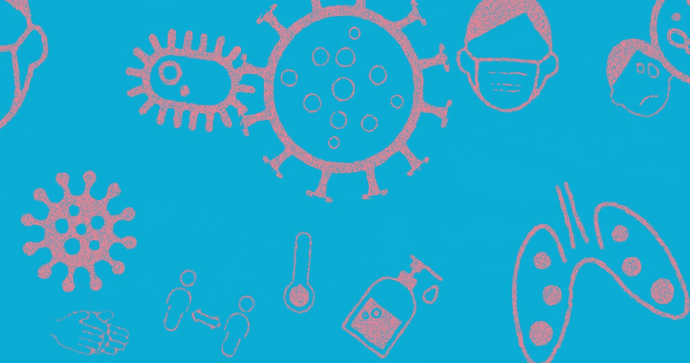 Animation of medical icons on blue background