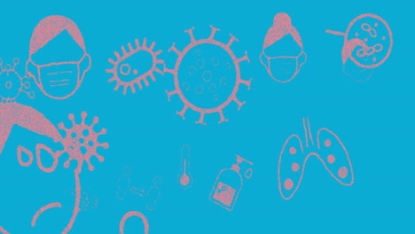 Animation-of-medical-icons-on-blue-background