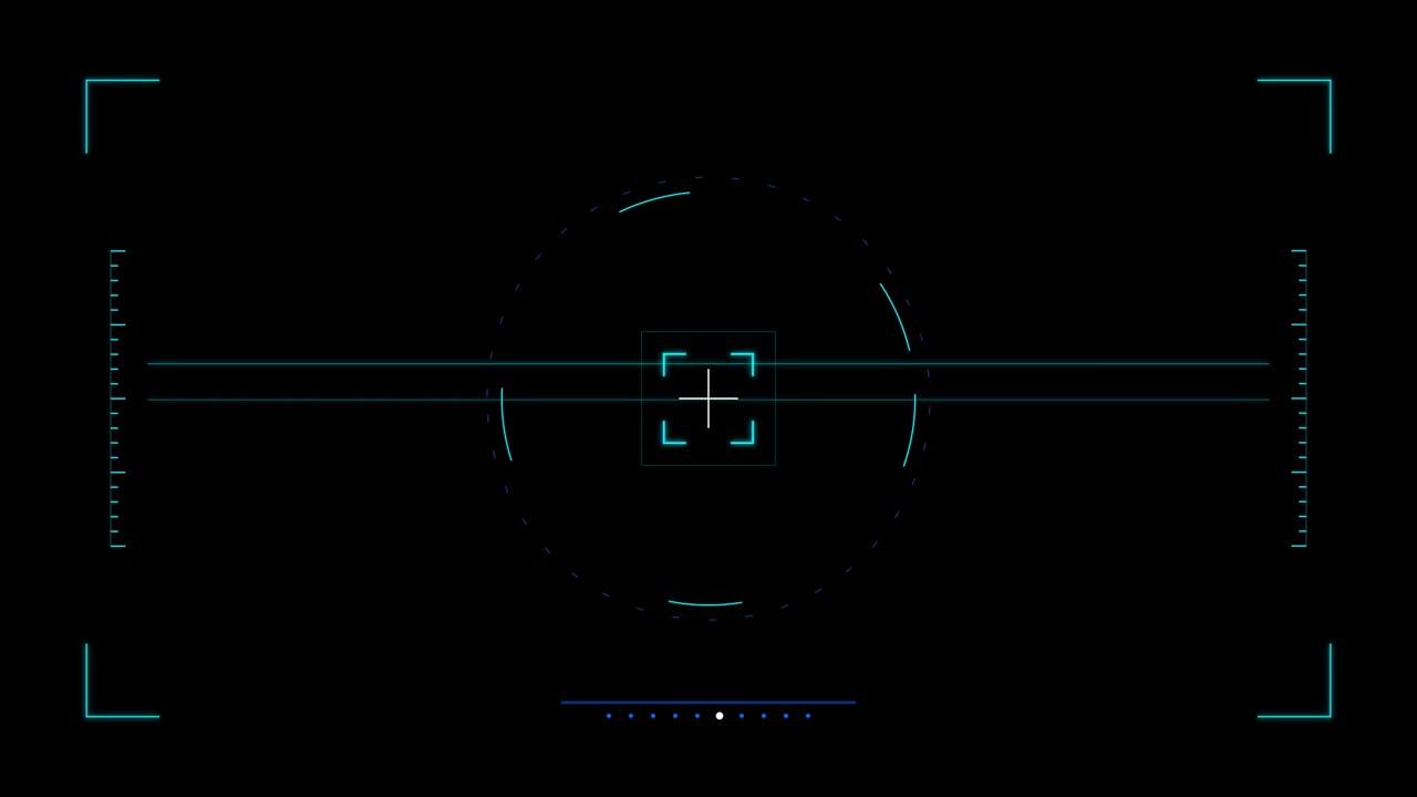 Interface HUD Digital com Retículo de Varredura e Linhas Horizontais em Movimento