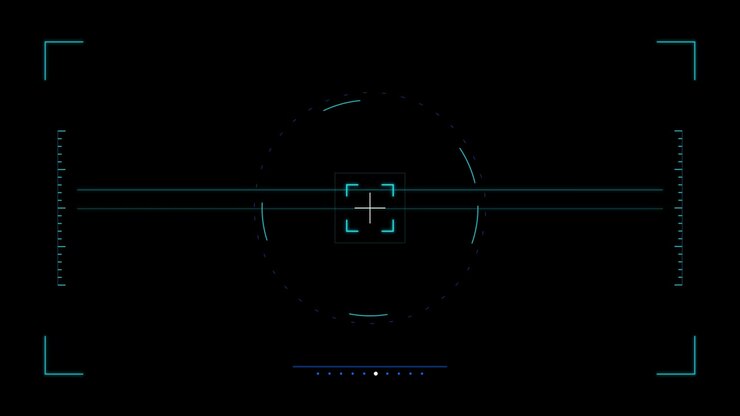 Digital HUD Interface With Scanning Reticle and Moving Horizontal Lines