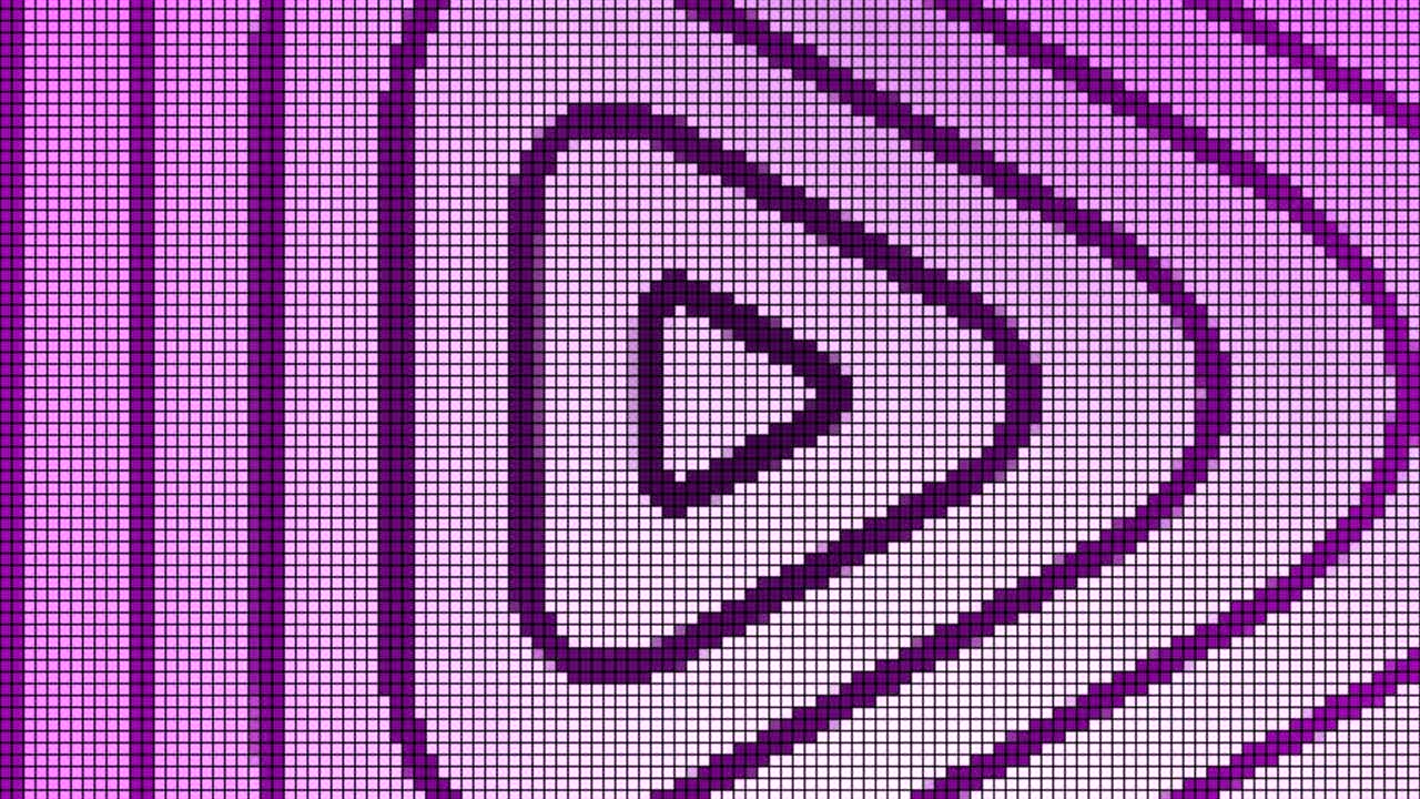 botón de reproducción de vídeo de mosaico púrpura abstracto