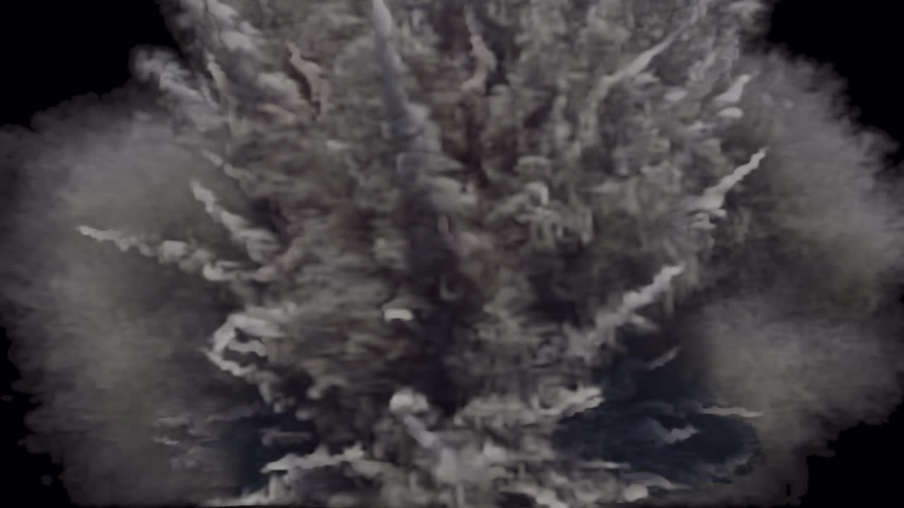 Massive fiery explosion on transparent background