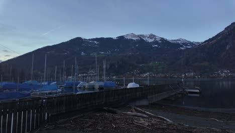 switzerland swiss alps view walensee lake walen marina port leisure outdoor activities winter